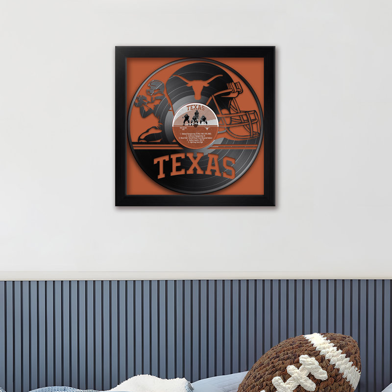 Disque vinyle NCAA-CLC Texas Longhorns Football américain, impression encadrée 13" x 13", NCAA Texas