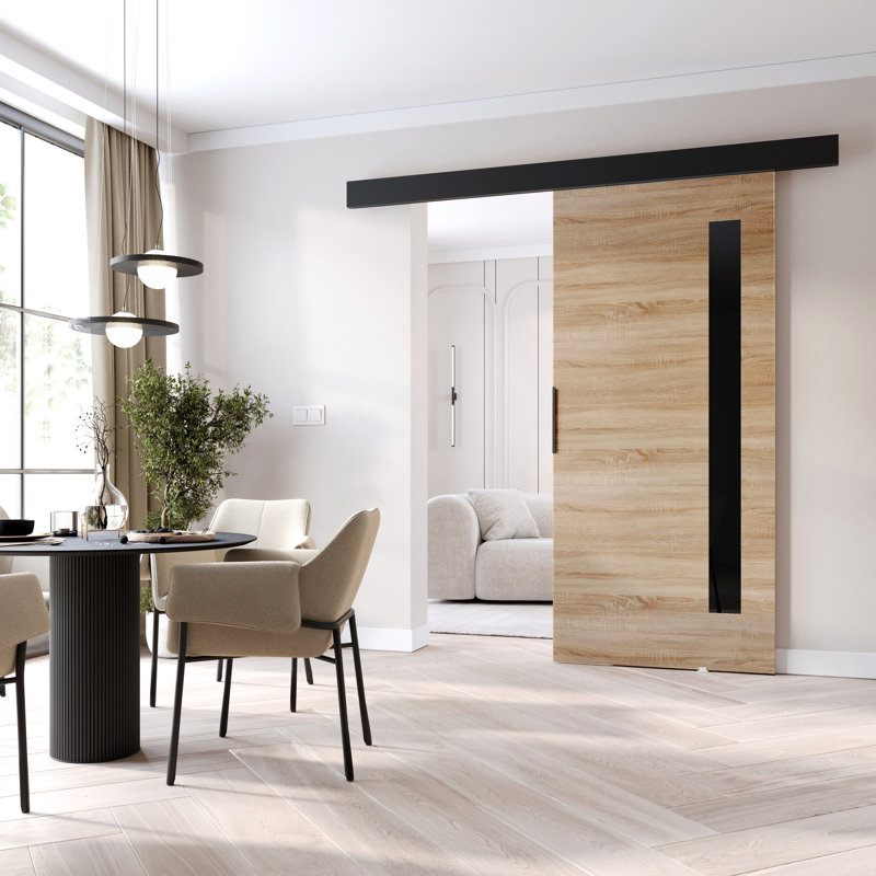 Sliding Door Prim G, Interior Door, 96cm x 205cm, Sonoma Oak/Black