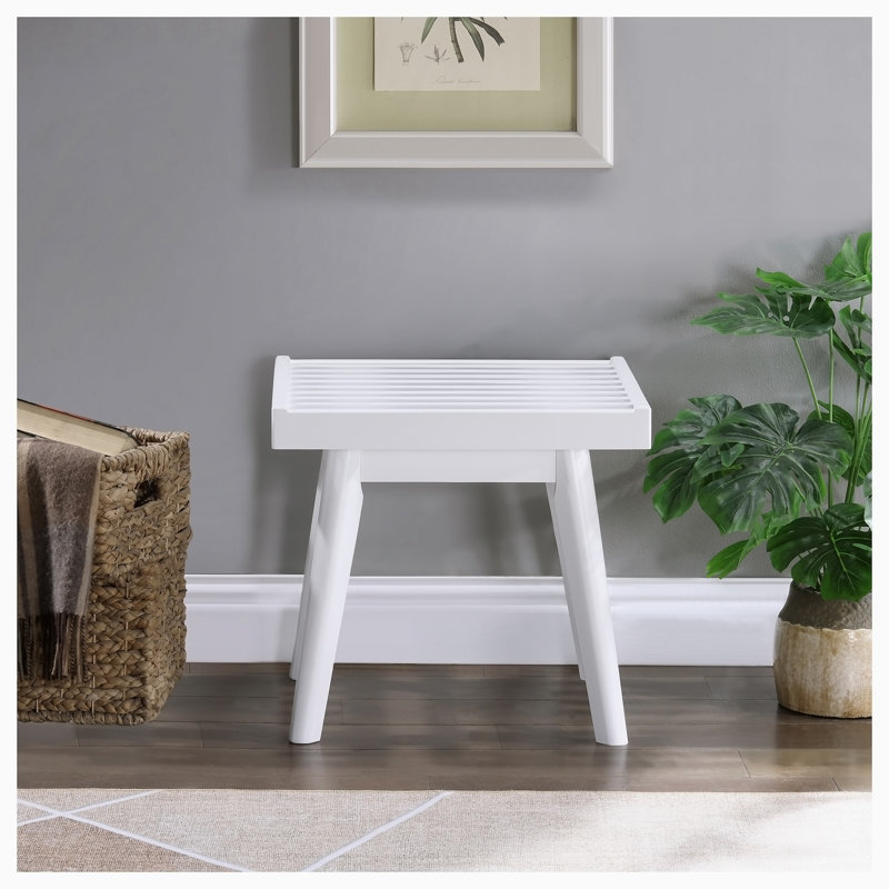 Banc en bois Cailob, H 17,55 po x l 19 po x P 16,55 po, White