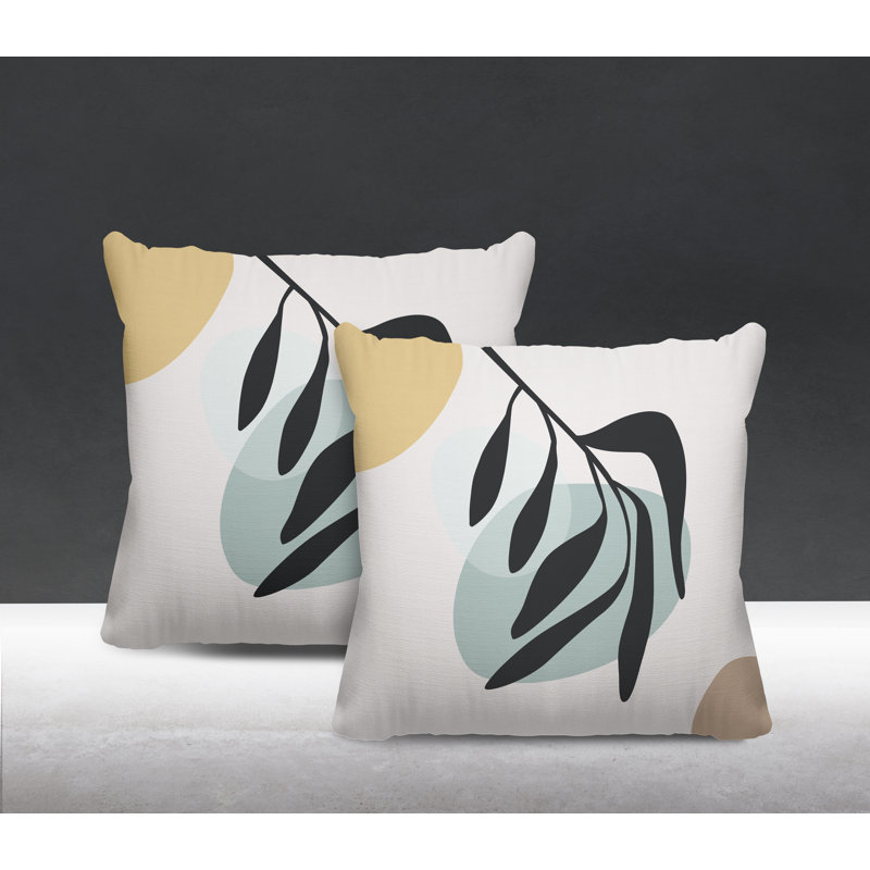 Jeté carré en polyester / mélange de polyester intérieur / extérieur, L 17 po x H 17 po, Gris / Beige
