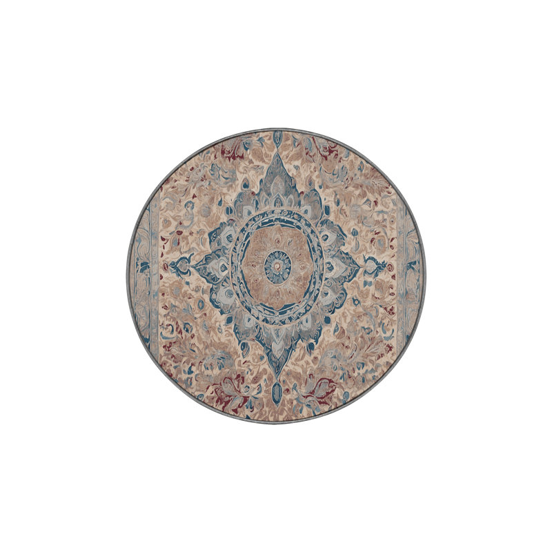 Tapis gris soyeux et moelleux, Rond 4 pi