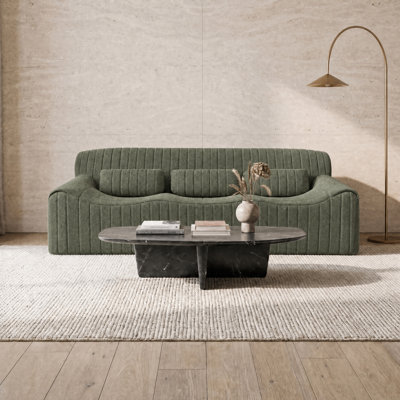 Canapé compressé en chenille adapté aux enfants et aux animaux de compagnie, canapé 3 places avec coussins et accoudoirs, pas d'installation et facile à déplacer, siège profond pour la chambre à coucher et le salon