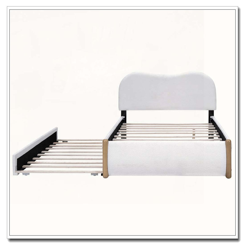 Lit plateforme tapissier Berber, White, Full