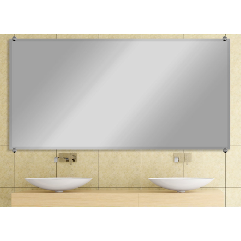 Mansell Beveled Frameless Wall Mirror, 70" H x 36" W, Chrome