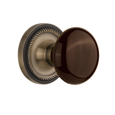 Rope Rosette with Brown Porcelain Door Knob