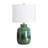 Green Ceramic Table Lamp With White Drum Shade