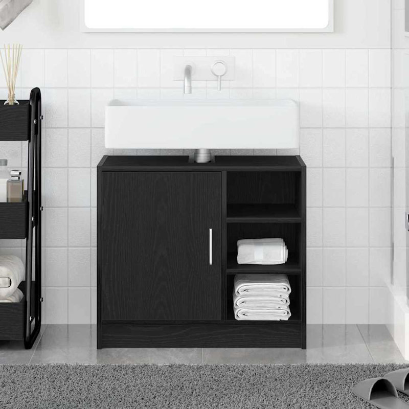 Sink Cabinet With Door 63 X 29 X 55 Cm Engineered Wood, Black Oak