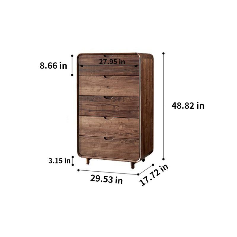 Black Walnut Drawer Storage Cabinet Solid Wood Accent Chest