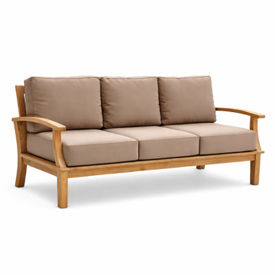 Galvan 82.68'' Wide Straight Teak Patio Sofa with Cushions