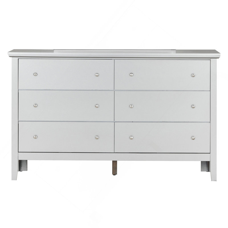 Commode 6 tiroirs avec boutons ronds, Champagne