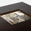 Table carrée avec foyer en acier inoxydable