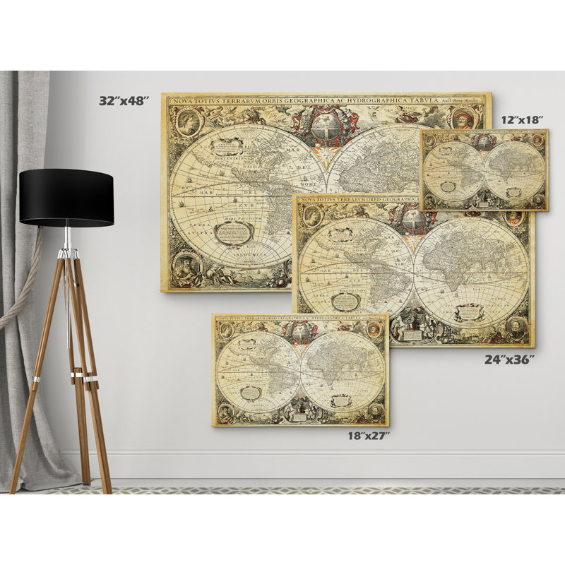 «Parchment Treasue Map», impression, H 12 po x l 18 po x P 1,5 po, Toile tendue