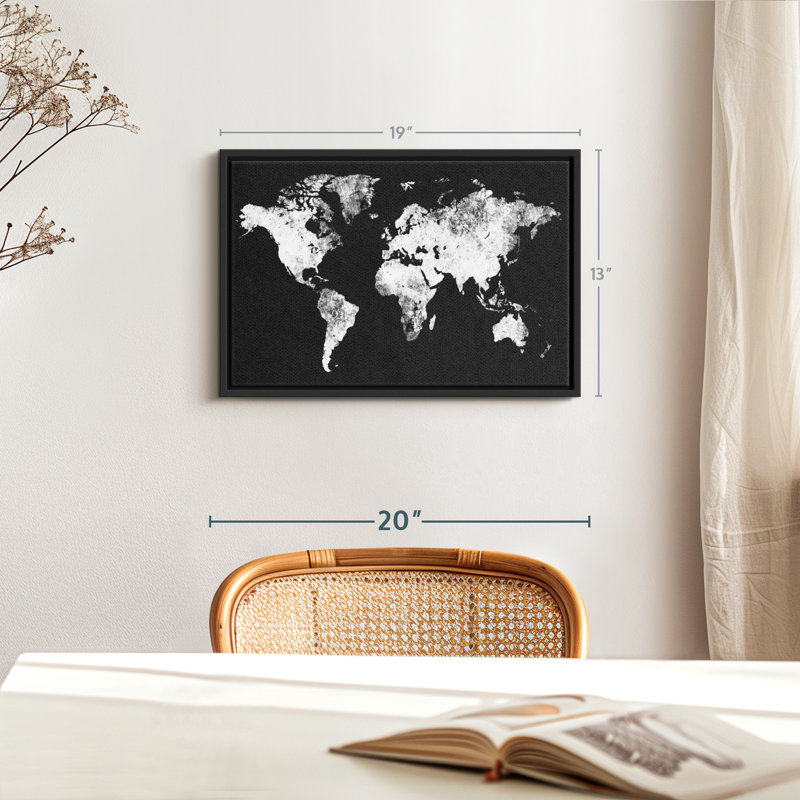 "Art mural carte noir et blanc", H 13 po x l 19 po