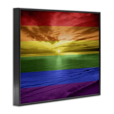 «Rainbow Sunset Beach», art de la giclée encadrée par Maggie Olsen