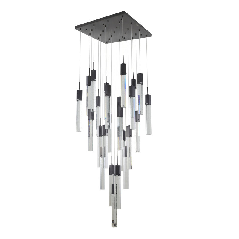 This Exquisite Chandelier Is In A Matte Black Finish. The Frame Is Made Out Of Metal, And It Comes With A Clear Hanging Bubble Crystal. The Adjustable Cord Links Make This Fixture Suitable For Most Ceiling Heights.