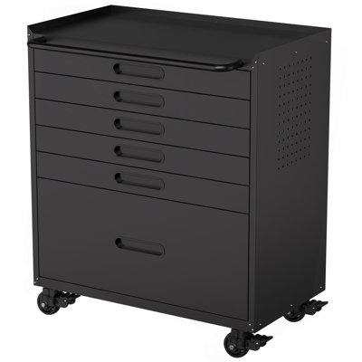 34.3" Rolling Tool Chest with 6 Drawers - Mobile Garage Cabinet Organizer, All-Drawer Design for Small Parts & Tools, Heavy Duty Steel Construction