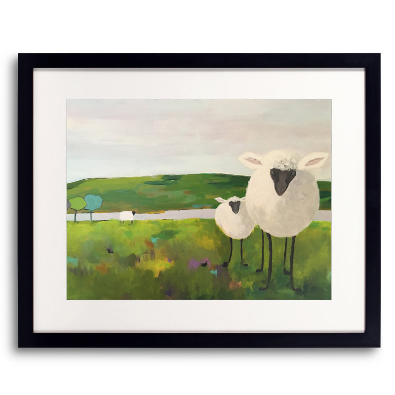 Sheep In The Meadow Print by Phyllis Adams, 17.25" H x 21.25" W x 0.875" D