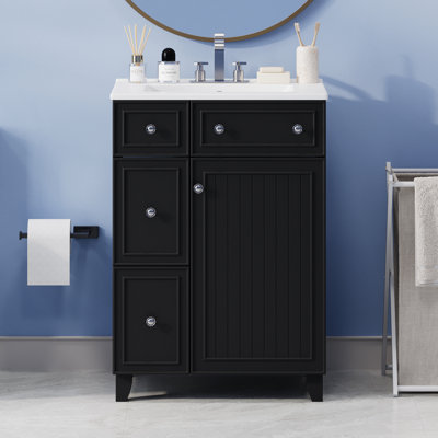 Norreen 24'' Single Bathroom Vanity with Ceramic Top
