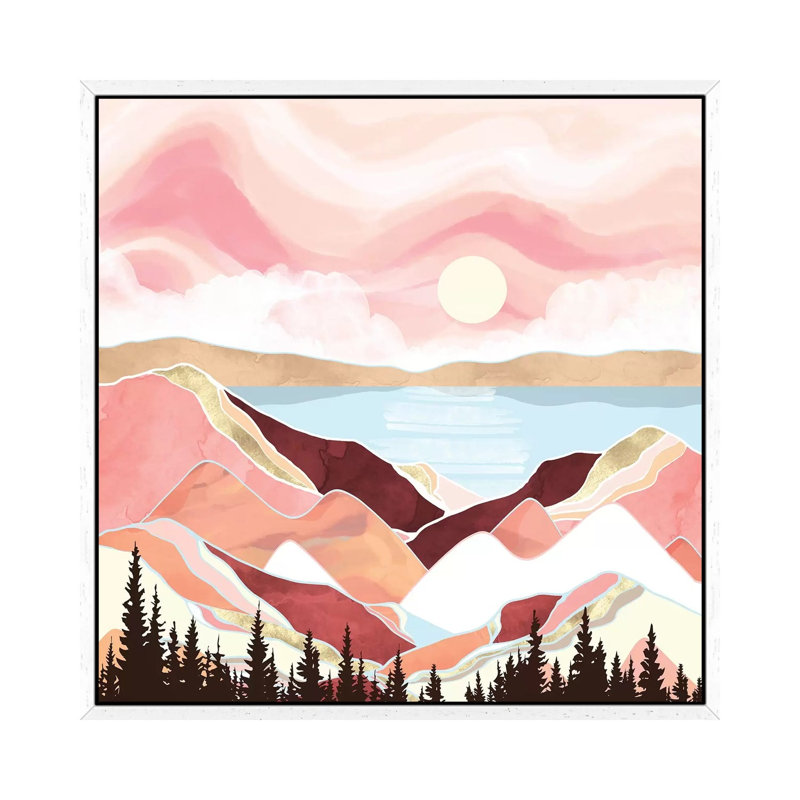 Autumn Lake Sunrise - Print on Canvas, White Framed, 93.98 cm H x 93.98 cm W