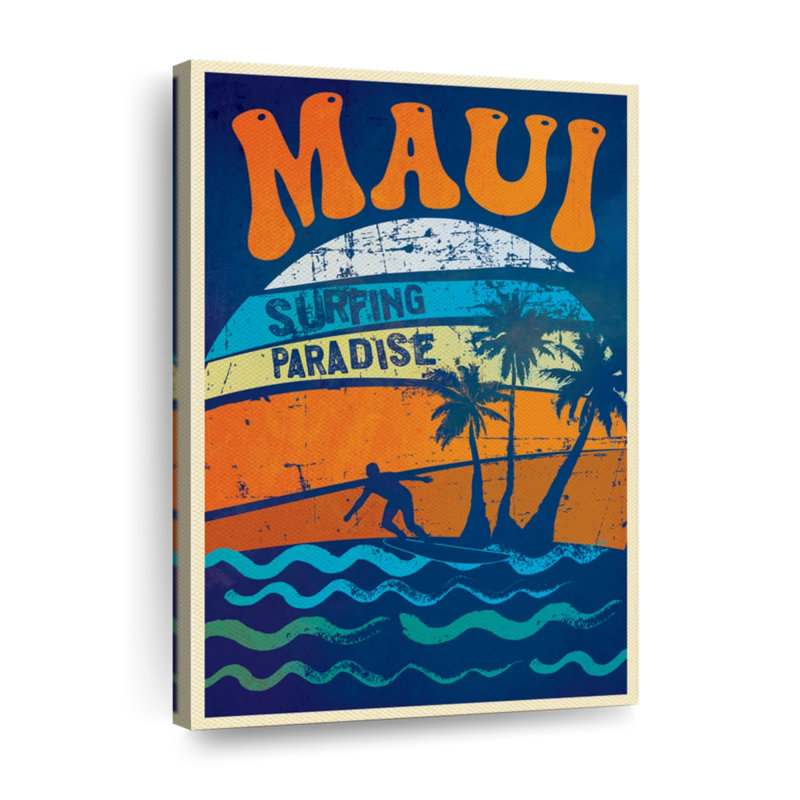 Maui Surfing Paradise sur toile, H 48 po x l 32 po x P 1,25 po