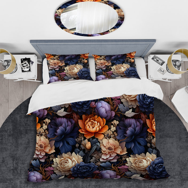 Ensemble de housse de couette Mystic Flora Moody, Housse de couette pour très grand lit et 2 très
