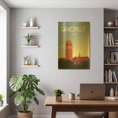 'Gainesville' By Omar Escalante Gold Metal Wall Art, 24" x 36"