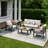 Outdoor Aluminum Patio Furniture Set, 5-piece Conversation Seating Group With Removable Cushions-596305656