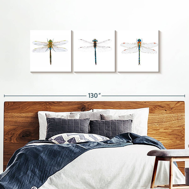 Libellules, reproduction sur toile, H 30 po x l 92 po x P 1,25 po
