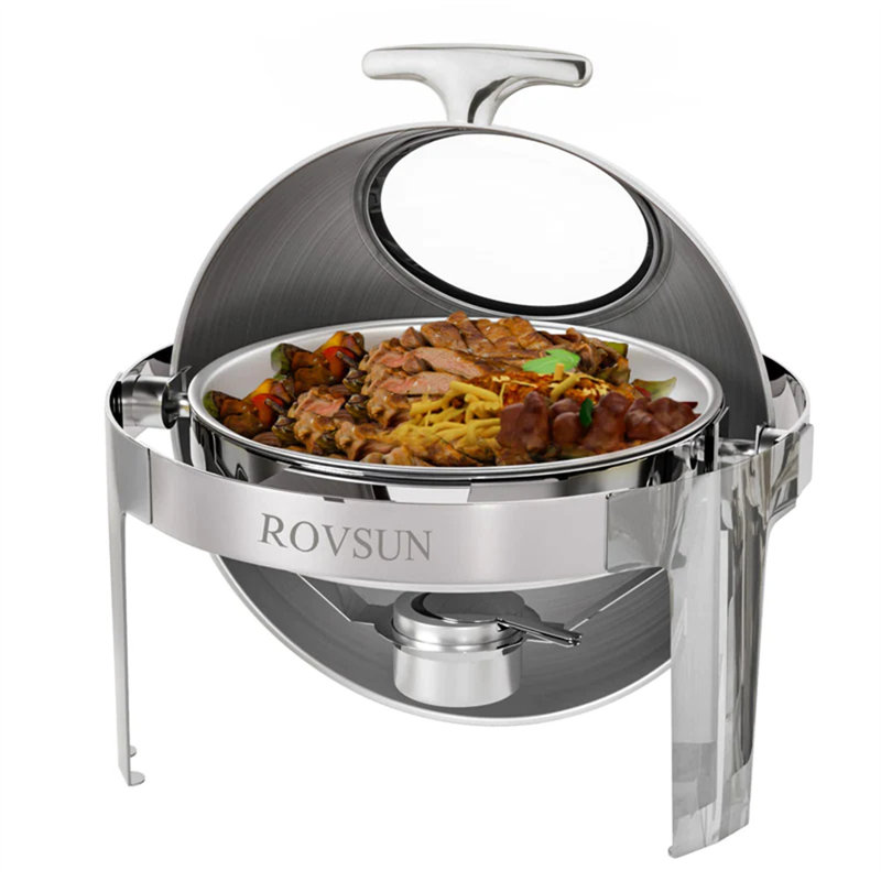 Stainless Steel 6 Quarts Round Chafing Dish, Argent