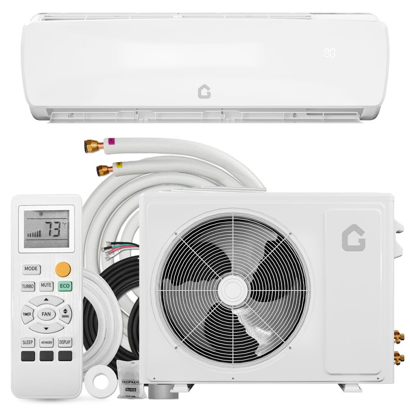 Mini climatiseur à deux blocs 12 000 BTU et pompe à chaleur, inverseur 19 SEER2, 115 V, refroidit 750 pi Pi, ensemble préchargé, silencieux