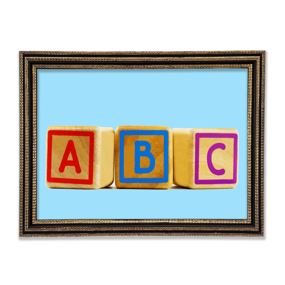 Drei Alphabet Blöcke Baby Blau Gerahmter Druck