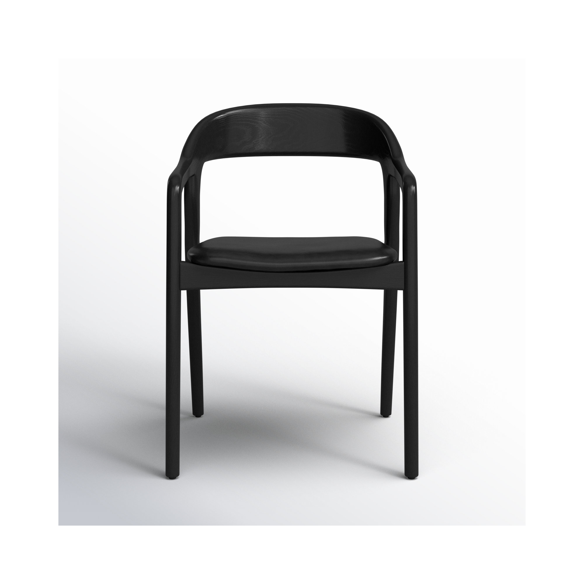 Kayla Leather Dining Armchair, Sonoma Black Genuine Leather, Black