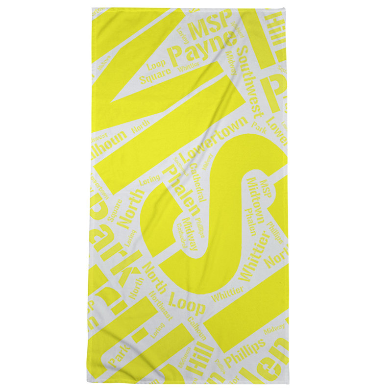 Lightweight Beach Towel, Yellow, Poly/Cotton, Indianapolis