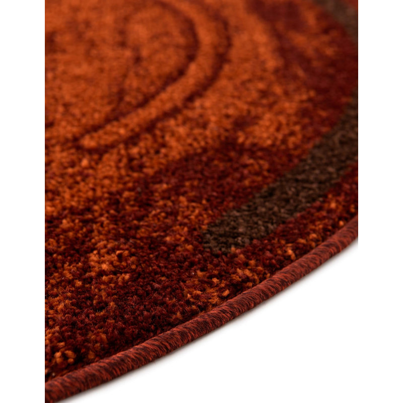 Alair Abstract Brick Red/Sage Green/Orange Area Rug, Oval 5'3" x 8'