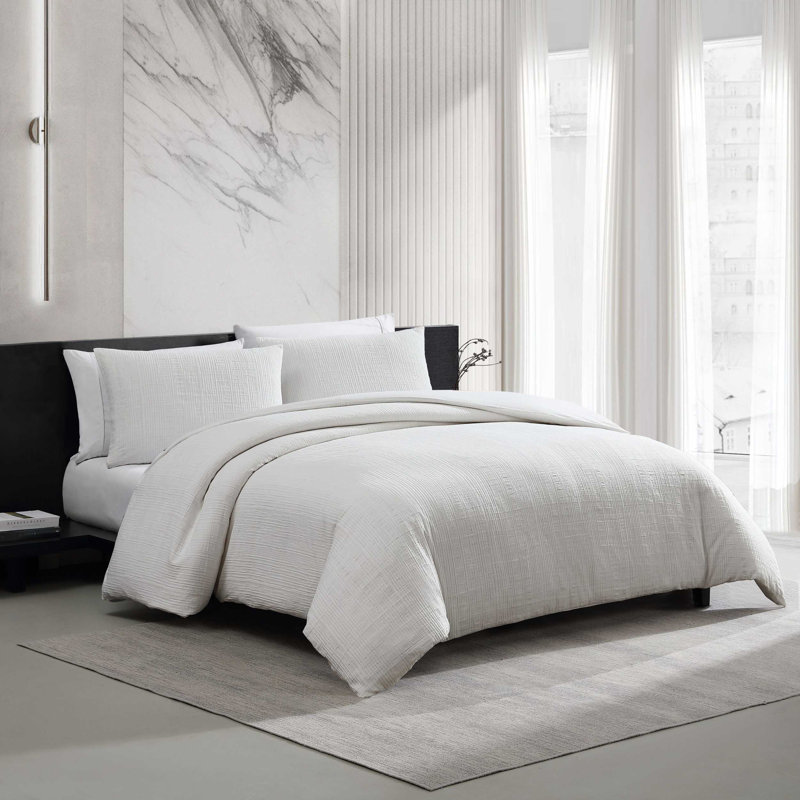 Ensemble d'édredon en coton blanc Vera Vera, Édredon pour grand lit + 2 taies décoratives