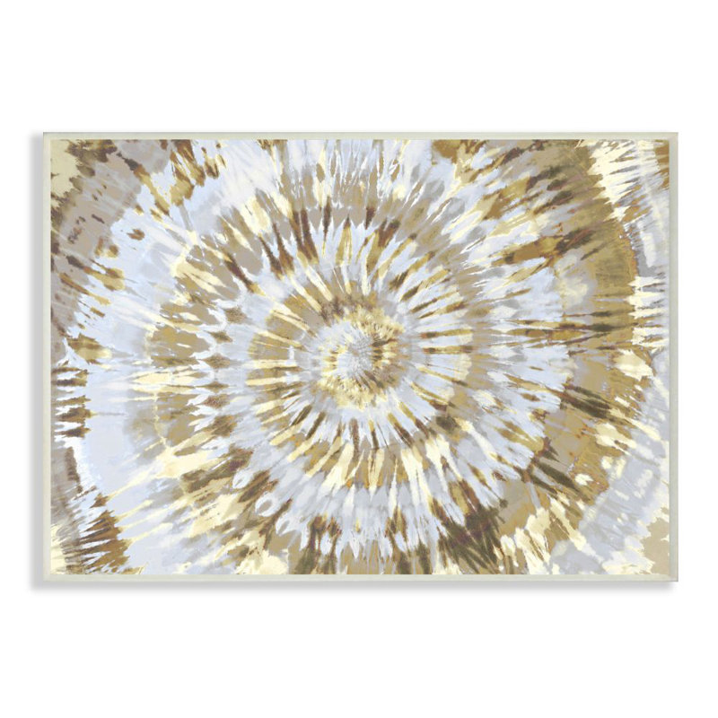 Abstrait à motif de cravate teinté en spirale brun et beige par Ziwei Li - impression, H 10 po x l 15 po, Plaque murale