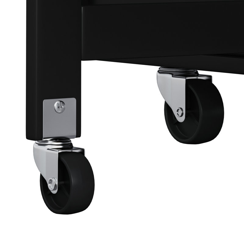 Multi-Functional Kitchen Island Cart With 2 Door Cabinet And Two Drawers, Black