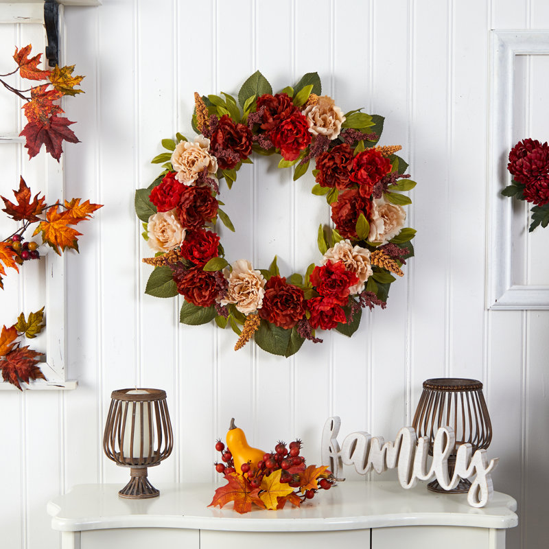 Faux Peony 30'' Wreath