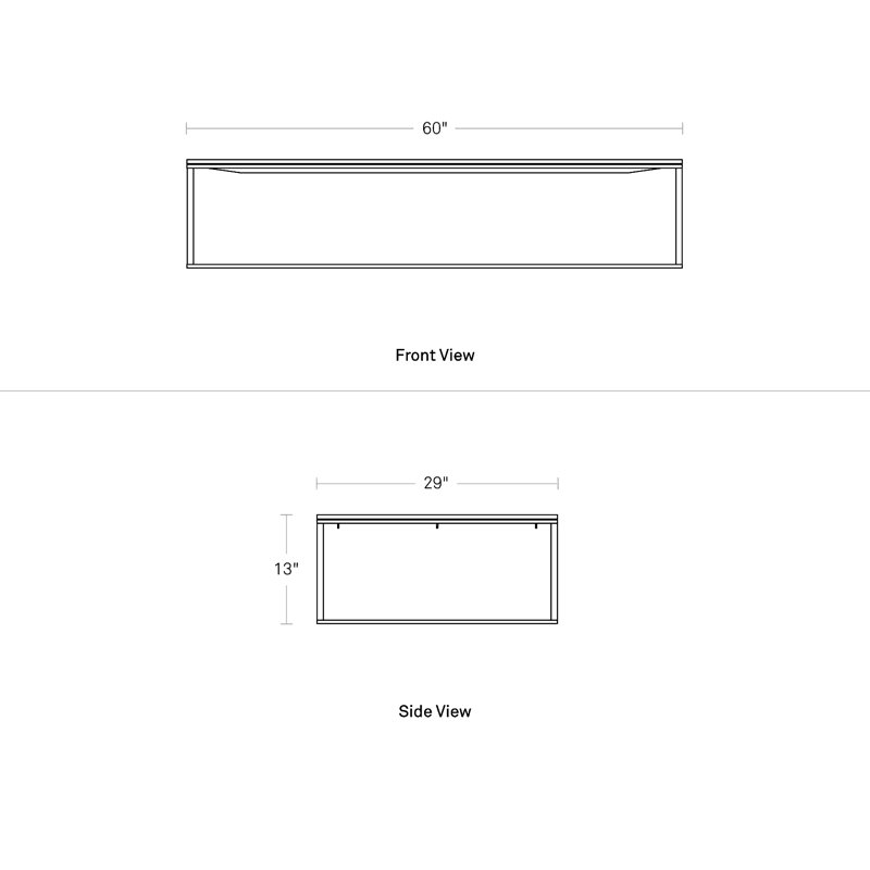 Minimalista Solid Wood Coffee Table, White, 13" H x 60" W x 29" D