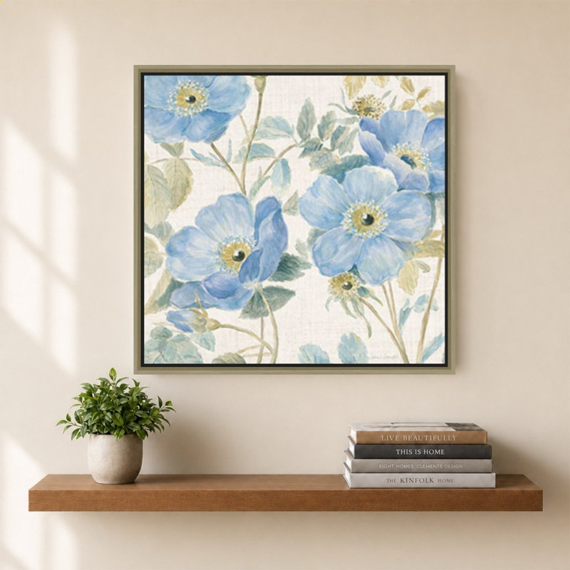 Plus de fleurs bleues, 40" H x 40" W, Champagne
