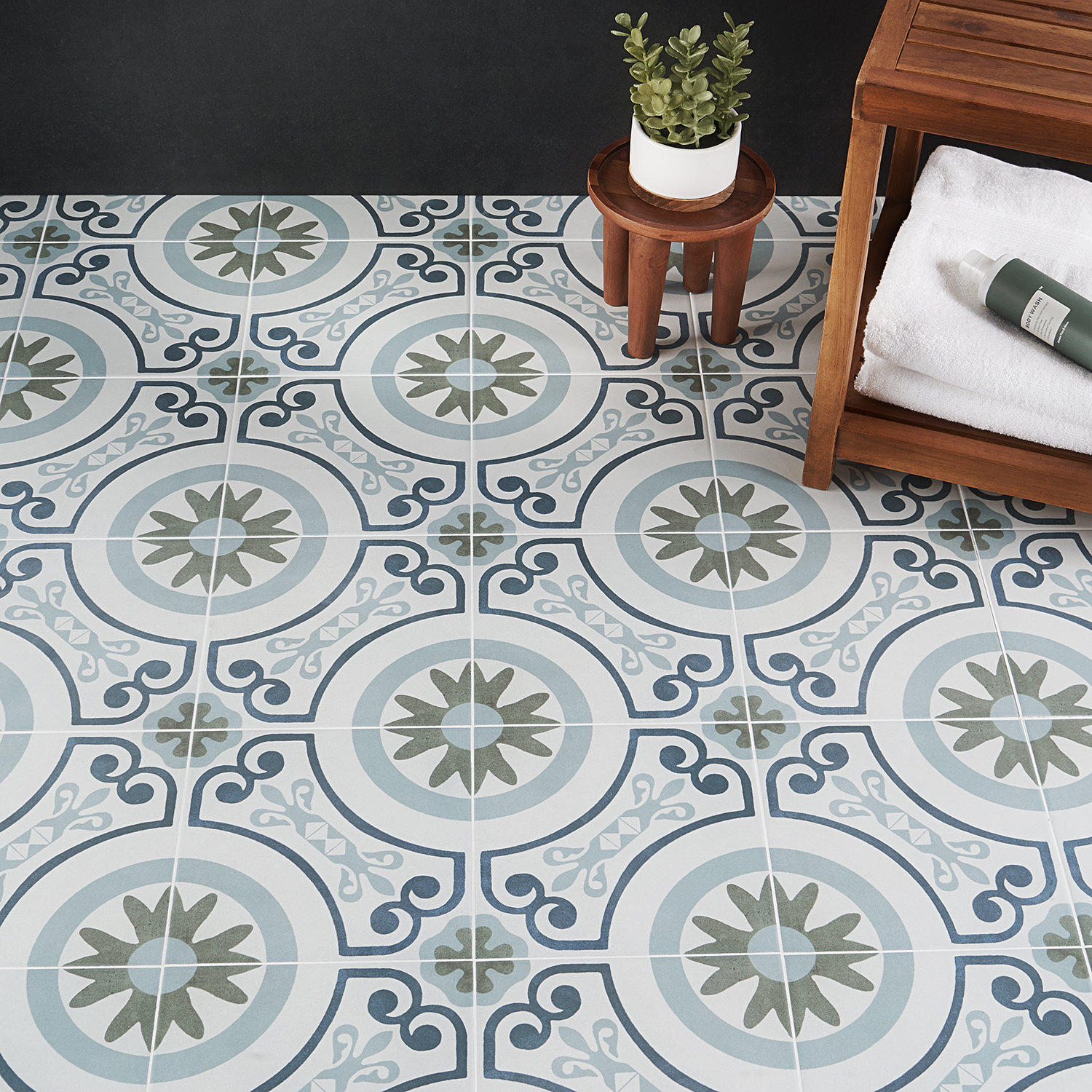 Plumeria Garden 9" x 9" Porcelain Field Tile (10.65 sq. ft./ Case)
