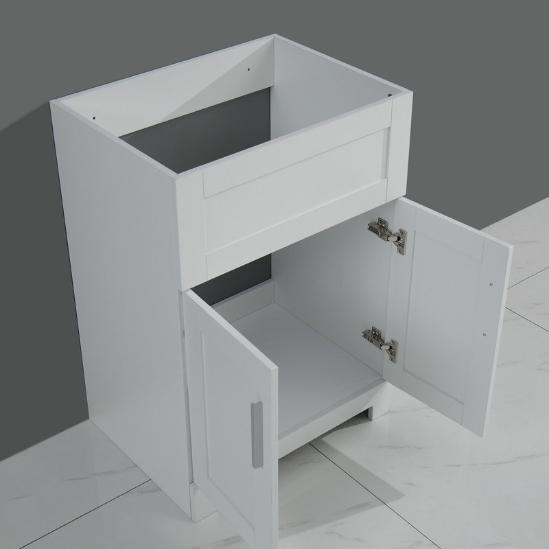 24In White Laundry Utility Cabinet - Stainless Steel Sink & Drain Firm Simple Assembly Tub Basin Robust Easy Clean Opportunity
