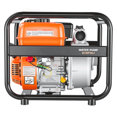 Gas Powered Water Pump, 2 in, 132 GPM 6.5HP Semi Trash Water Transfer Pump Portable, Gasoline Engine with 25 ft Discharge Hose, Heavy Duty Frame, Cast Iron Impeller, for Irrigation, Ponds, Pools