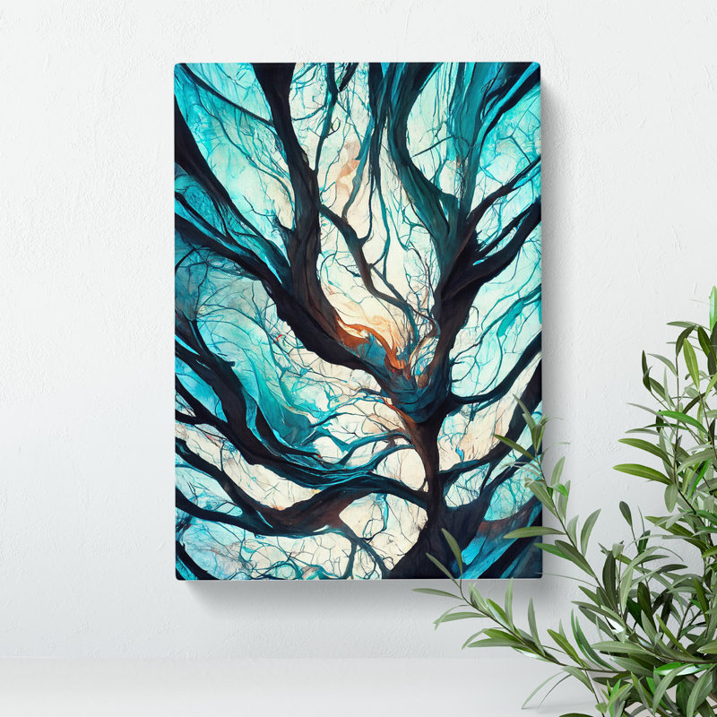Branches of a Tree Abstract No.4 - Wall Art, Wrapped Canvas, 50cm H x 35cm W x 3cm D, No Matte