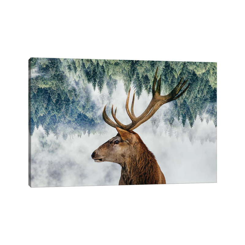 The Deer And The Woods by Angyalosi Beáta - Wrapped Canvas Print