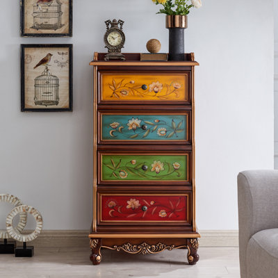 Rustic Hand-Painted Four-Drawer Accent Chest