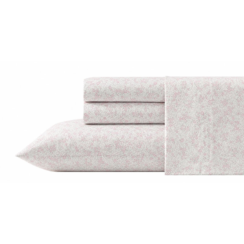 Ensemble de draps en coton Laura Ashley Merritt, Merritt Floral Pink, Twin