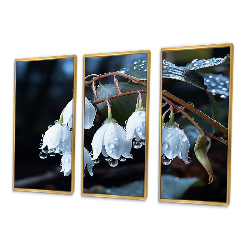 Photo charme de neige en hiver - Ensemble de décorations murales, Cadre flottant doré, H 32 po x l 48 po x P 1 po