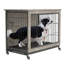 Meuble pour cage double à double porte, chenil moderne, cage à chien robuste en bois, niche pour chien, table de bout intérieure, plateau coulissant-1007051787-1022917558