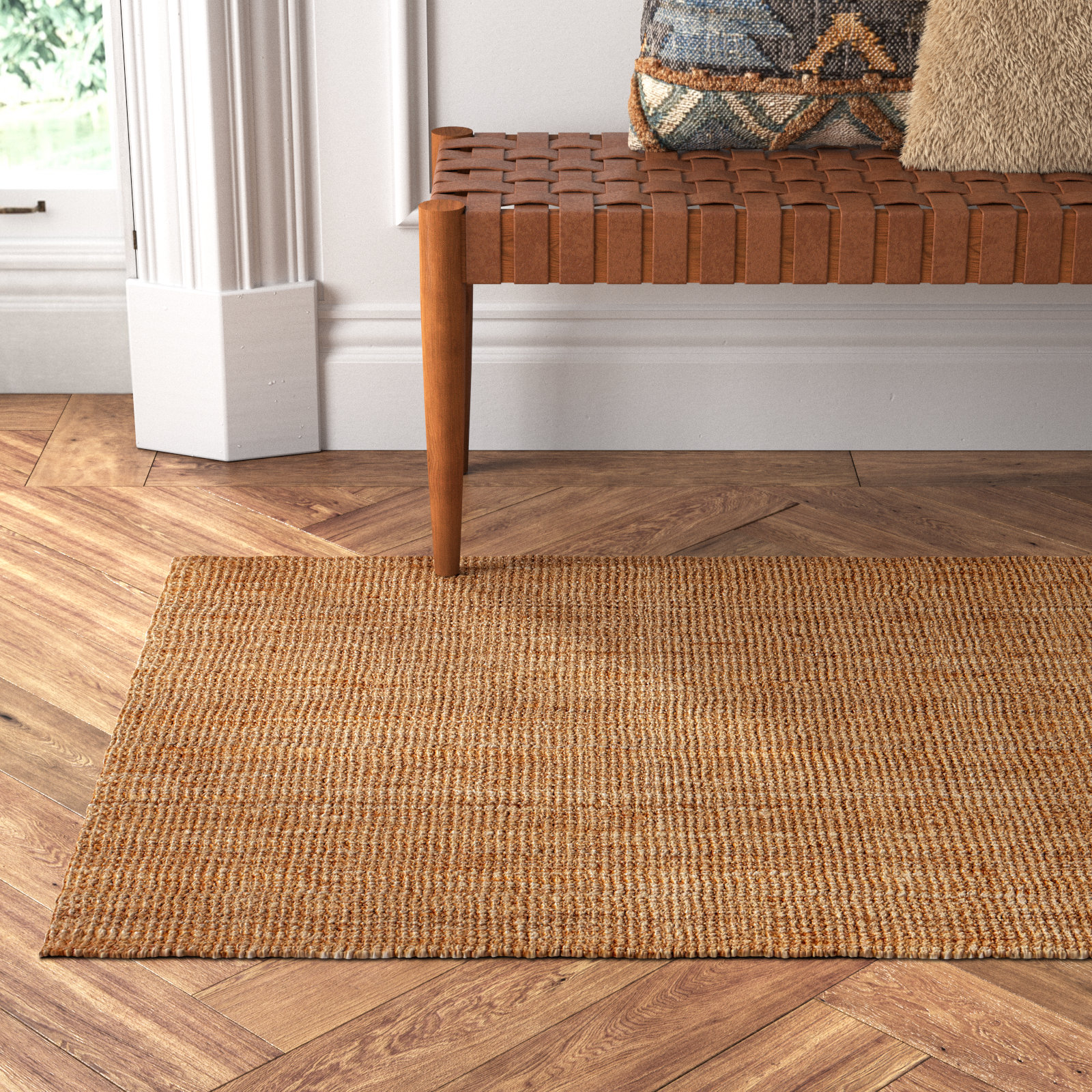 Asta Natural Hand-Loomed Jute Rug, Rectangle 4' x 6'
